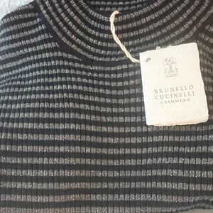 Sparkling stripes lightweight rib sweater in virgin wool and cashmere